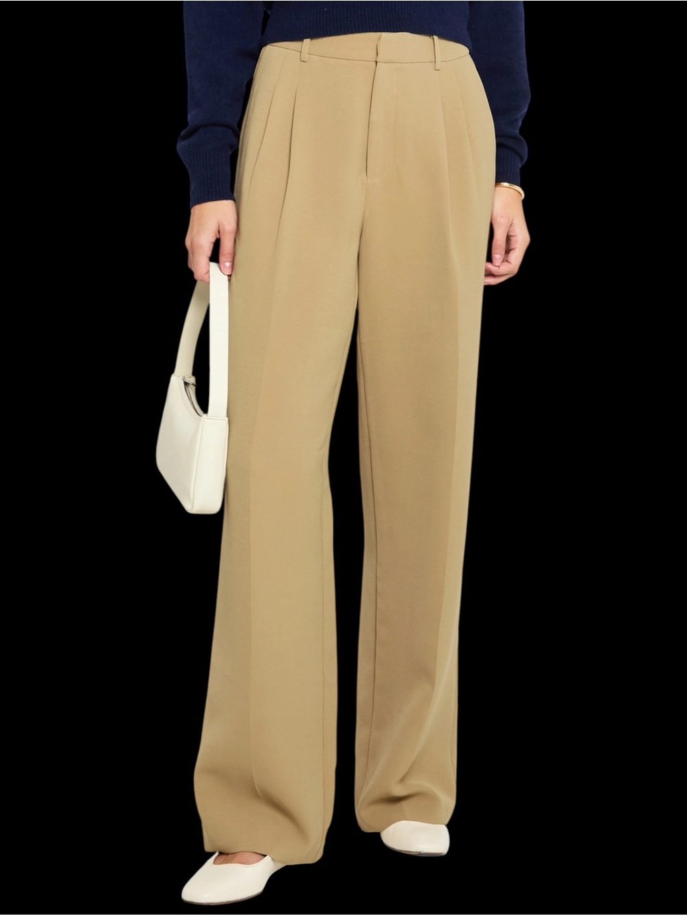 Few Moda Kourt Lew Dress Pants High-Rise Wide-Leg Beige NWT